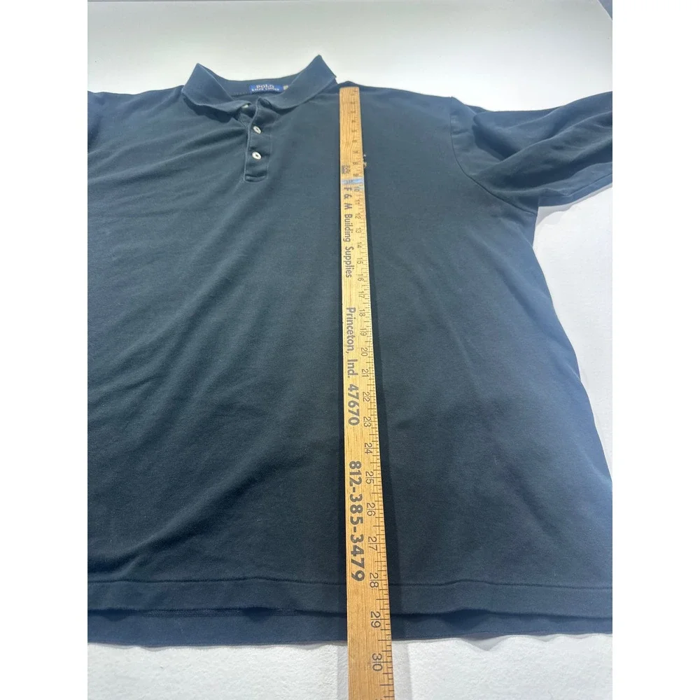 Polo Ralph Lauren Mens 2XB Black Long Sleeve Pony Logo Pique Polo Shirt